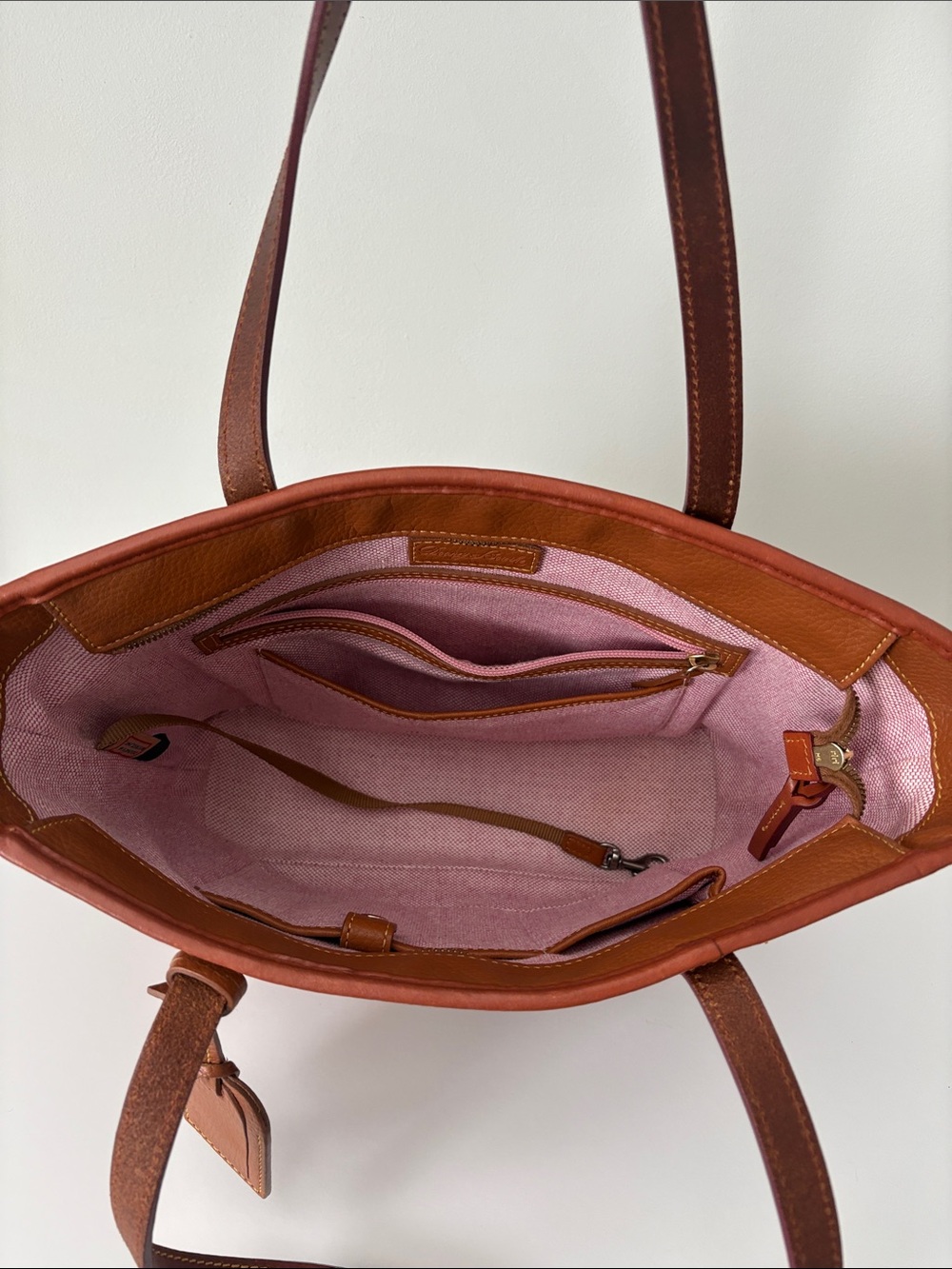 Dooney & Bourke Small Charleston Shopper Tote Pebble Grain Amber Caramel Color - Picture 6 of 13